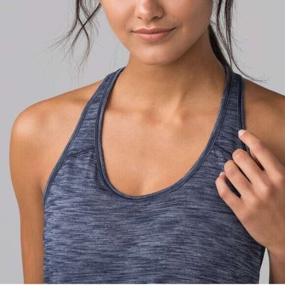 LULULEMON Essential Tank Sz 4 Heathered Deep Navy - Picture 3 of 6